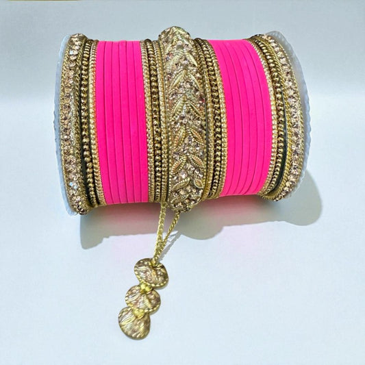 #1229 Velvet Indian Bangle Churiyan Kangan Set with jhumka