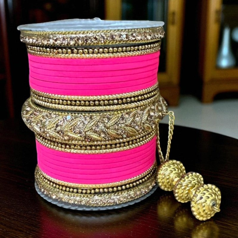 #1229 Velvet Indian Bangle Churiyan Kangan Set with jhumka