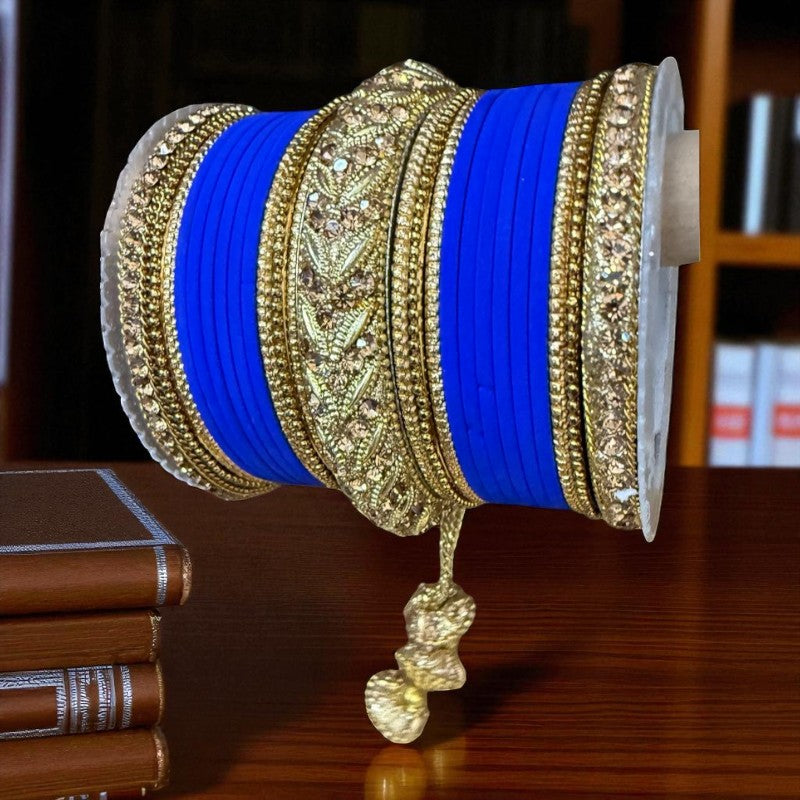 #1229 Velvet Indian Bangle Churiyan Kangan Set with jhumka