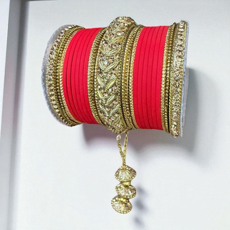 #1229 Velvet Indian Bangle Churiyan Kangan Set with jhumka