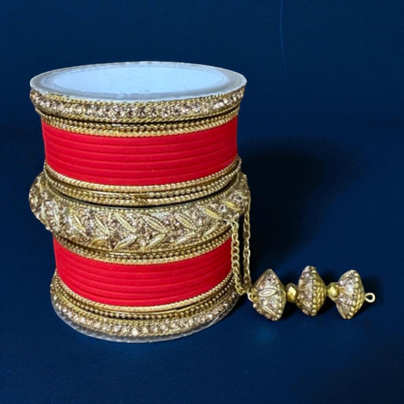 #1229 Velvet Indian Bangle Churiyan Kangan Set with jhumka