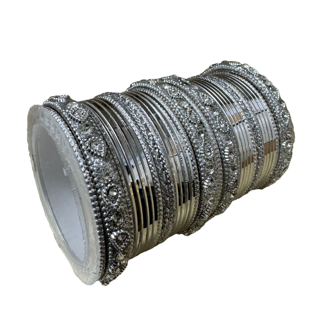1239 Silver - Indian Bridal Chuda Churiyan Metal Kangan Bangles Set