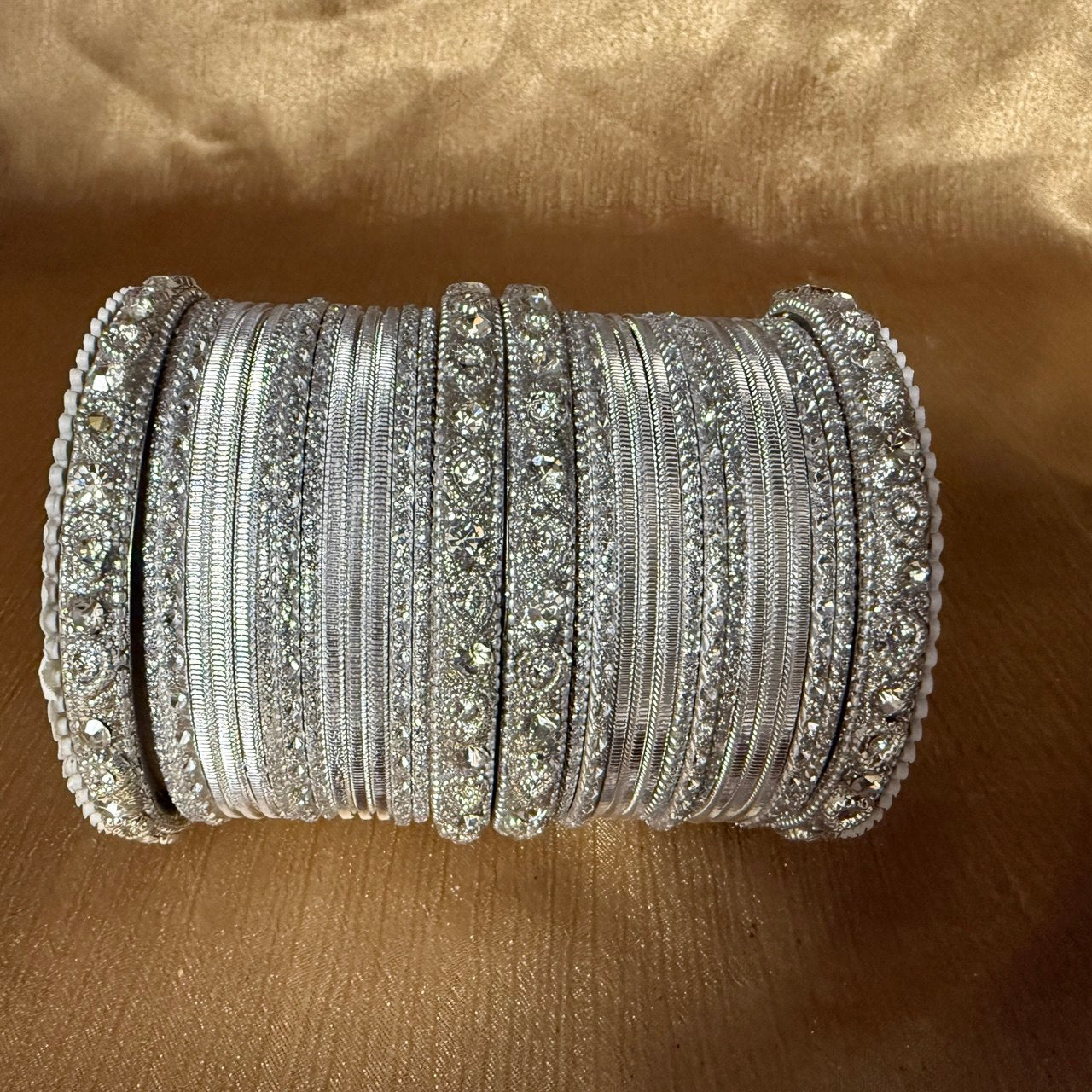 1239  Exquisite Silver Color Bangle Set Traditional Indian Jewellery Stackable Kada Bracelets Statement Jewellery for Women - Zenia Creations