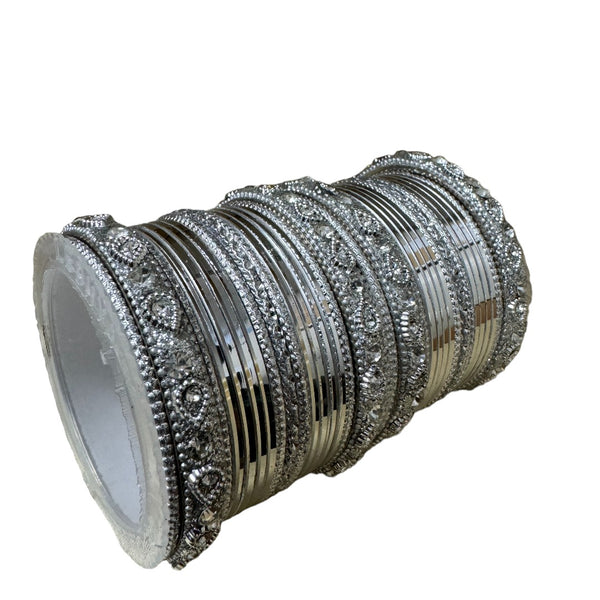 1239 Silver - Indian Bridal Chuda Churiyan Metal Kangan Bangles Set