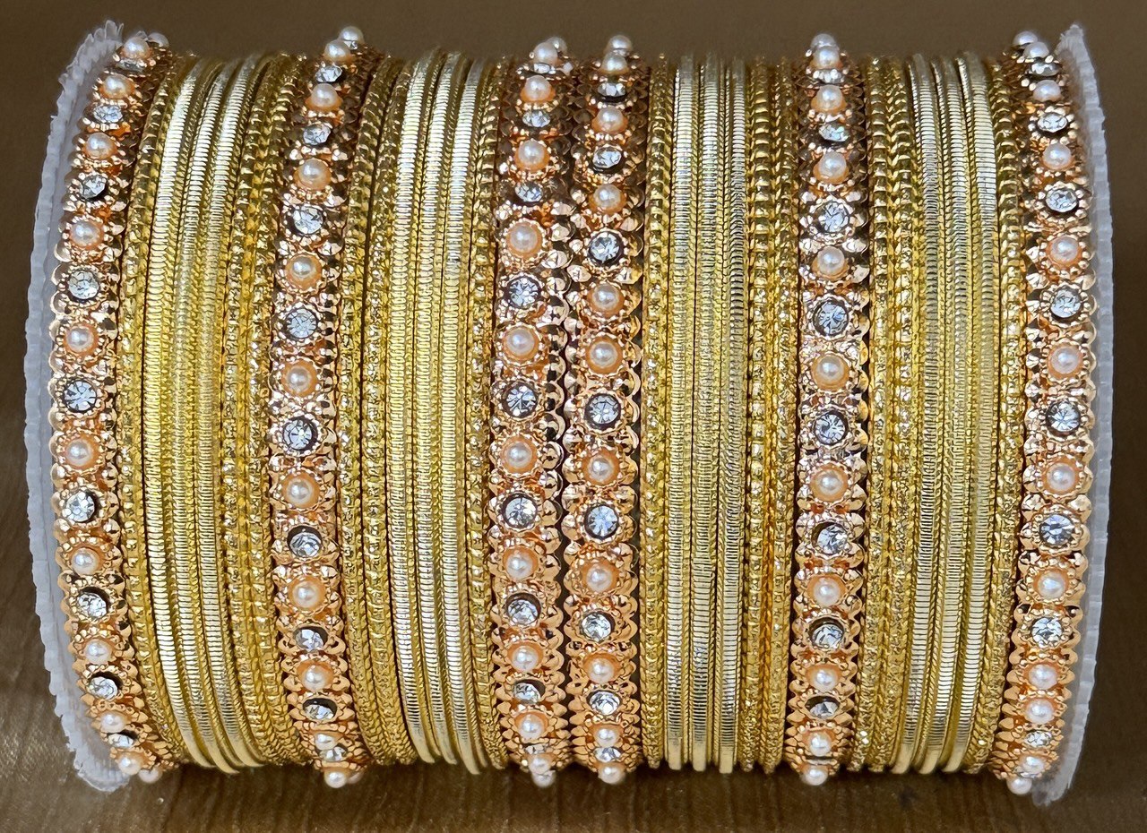 Indian Bangle Kangan churiya set with Rosegold kada #1250
