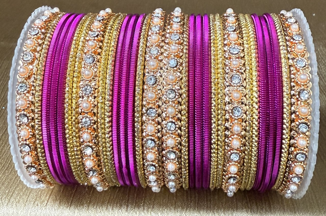 Indian Bangle Kangan churiya set with Rosegold kada #1250
