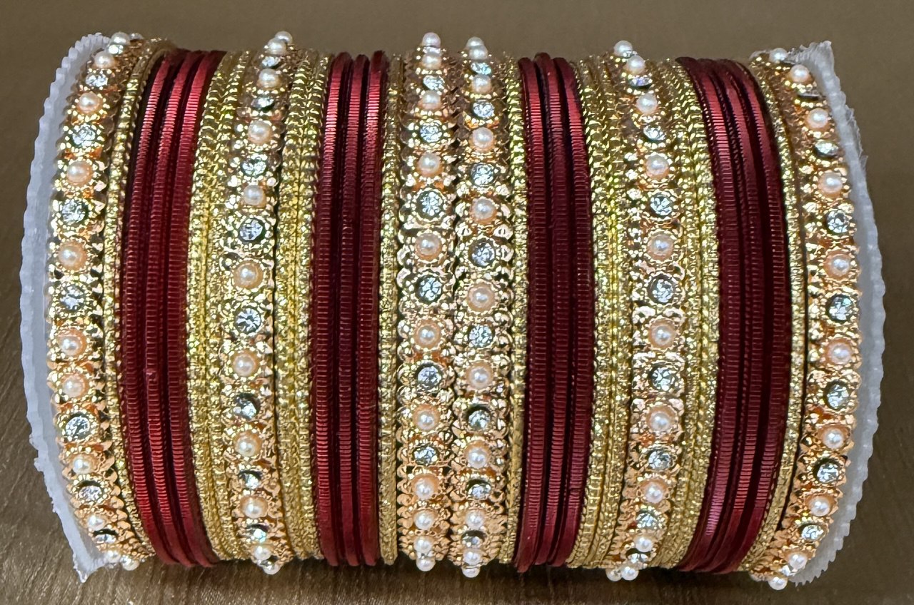 Indian Bangle Kangan churiya set with Rosegold kada #1250