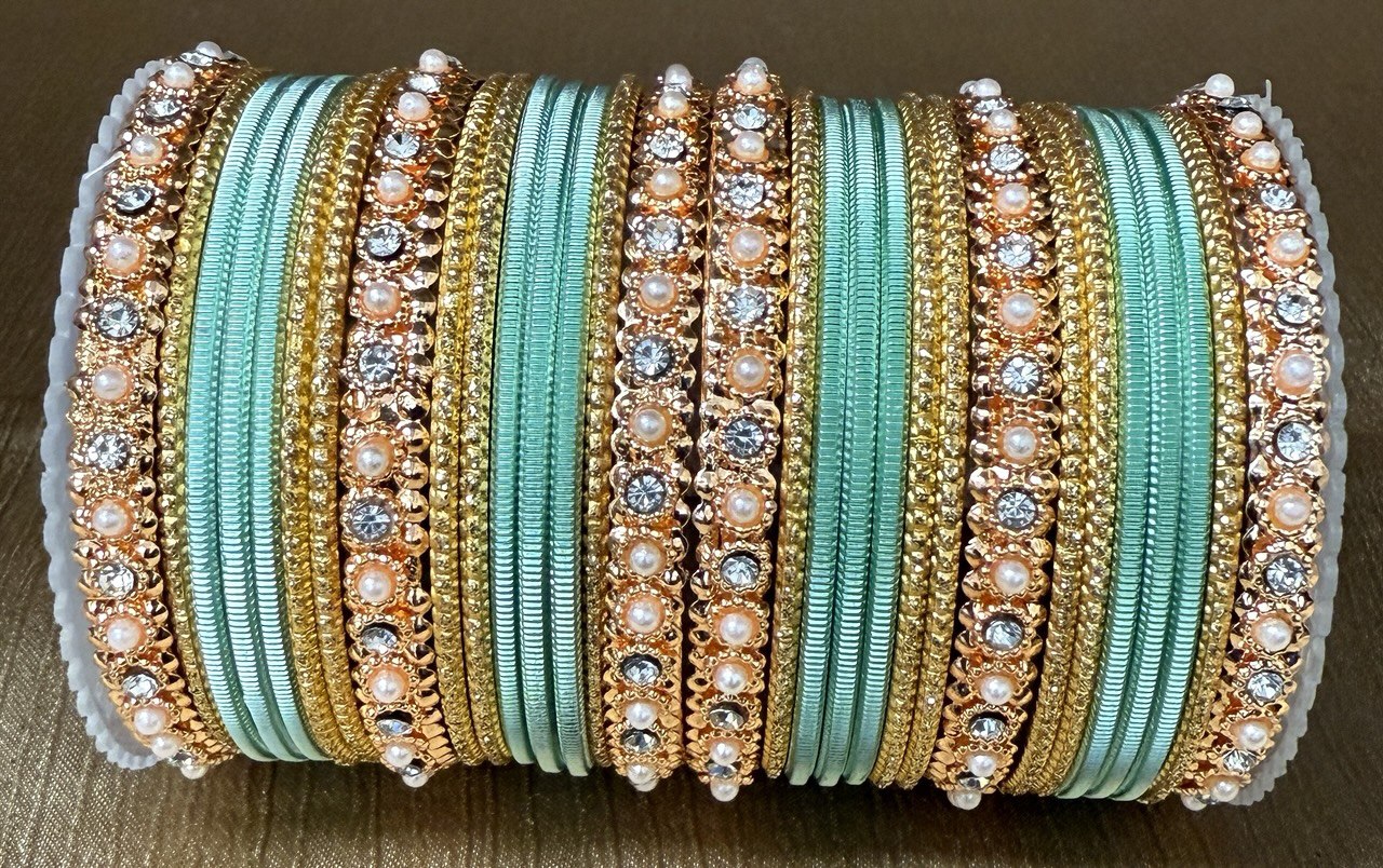 Indian Bangle Kangan churiya set with Rosegold kada #1250