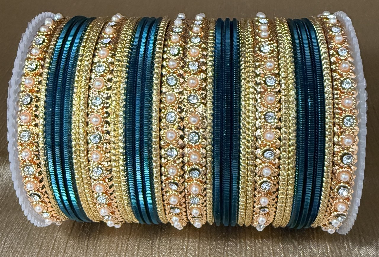 Indian Bangle Kangan churiya set with Rosegold kada #1250