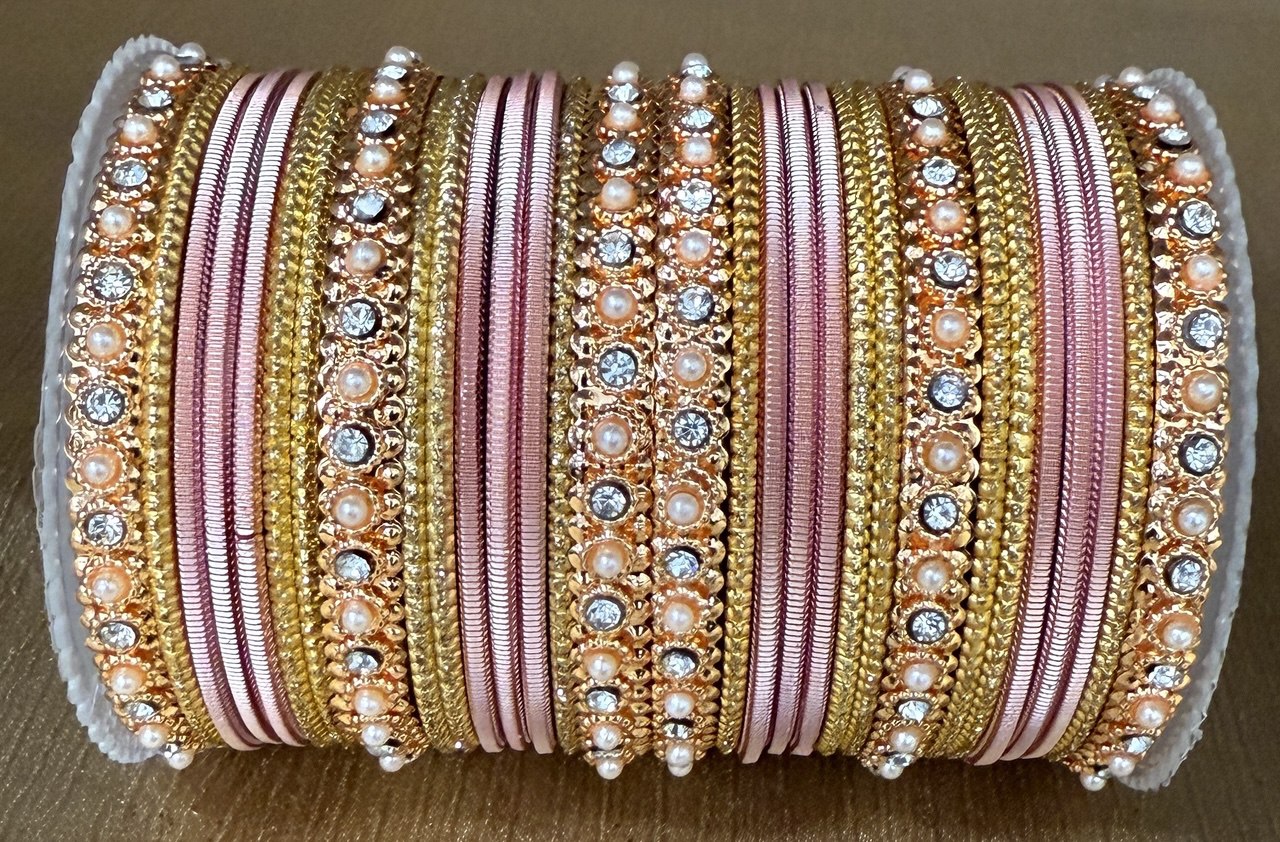 Indian Bangle Kangan churiya set with Rosegold kada #1250