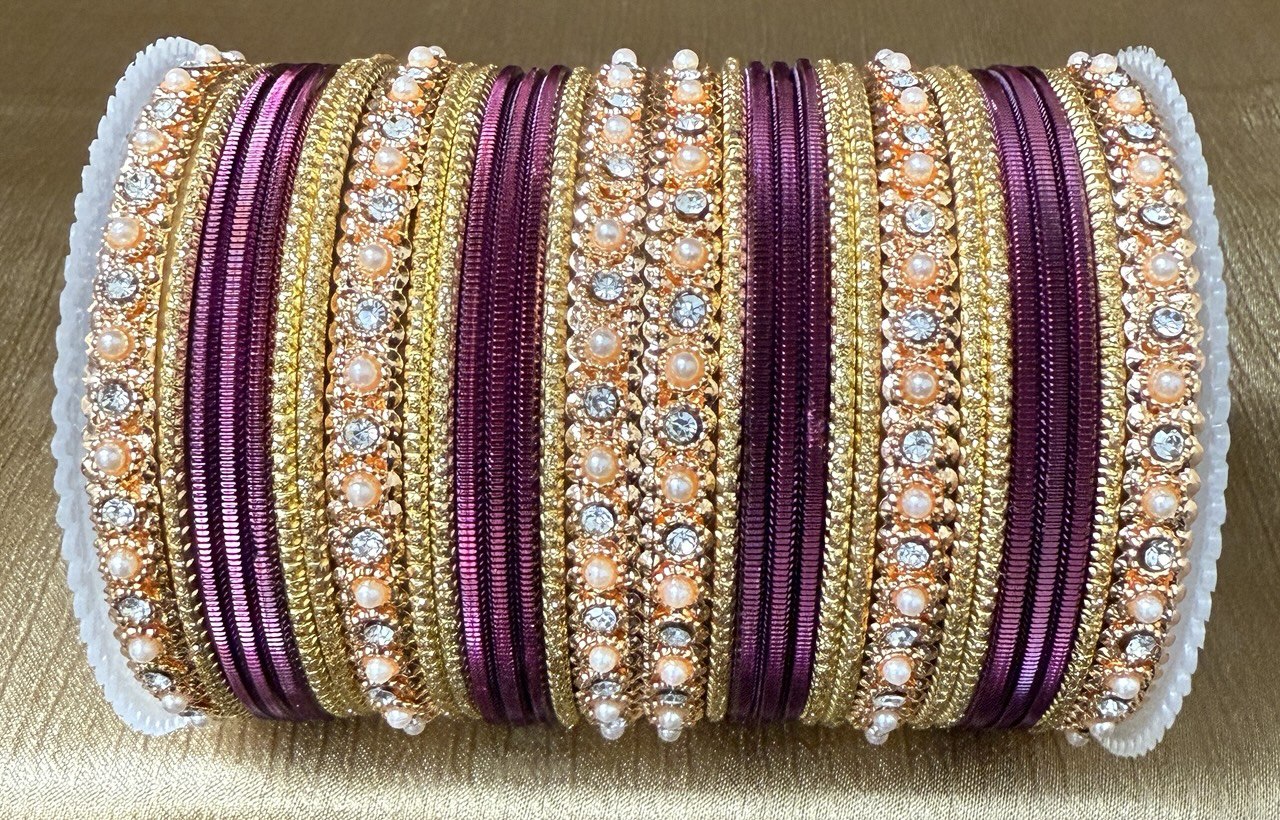 Indian Bangle Kangan churiya set with Rosegold kada #1250