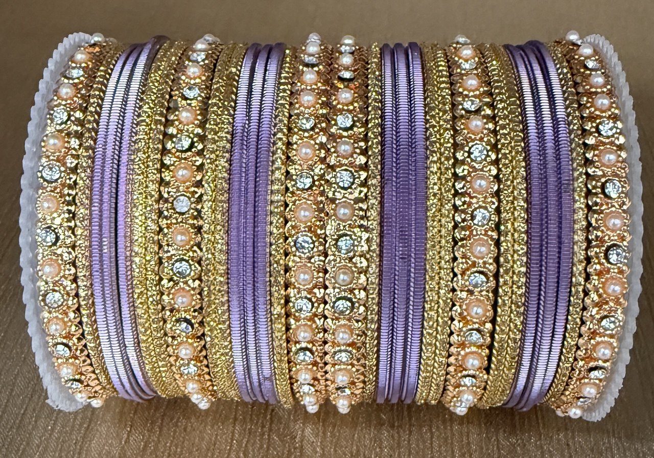 Indian Bangle Kangan churiya set with Rosegold kada #1250