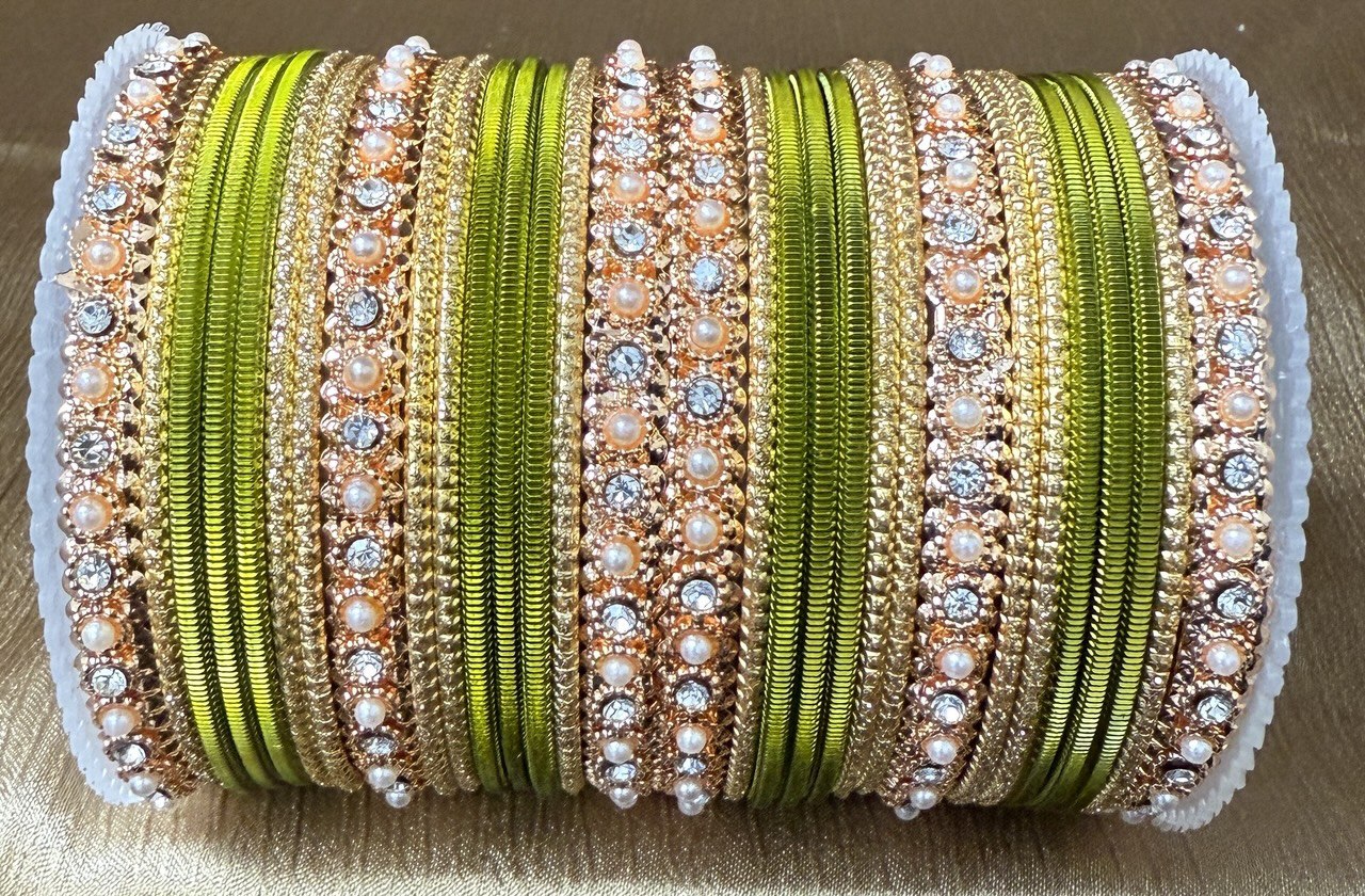 Indian Bangle Kangan churiya set with Rosegold kada #1250