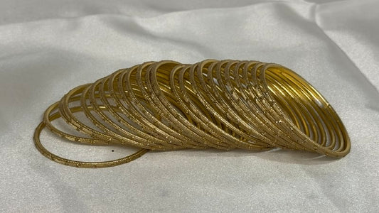Masti - Kids Full Gold Textured Metal Bangle Set (Pack of 24)