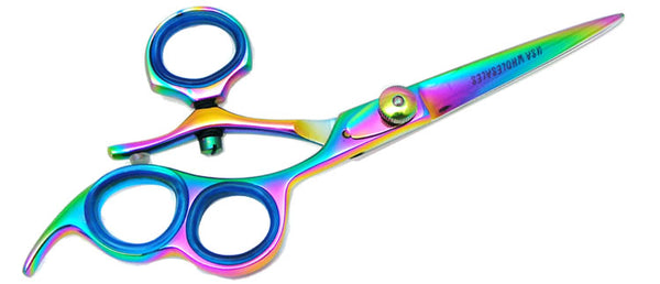 6.5" Professional Rainbow titanium coated Hair Cutting Scissor with Swivel Thumb  | Model 18T3