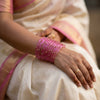 ANML - Pink Glass Bangle Set with Gold Ghungroo Latkan Kadas