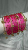 ANML - Pink Glass Bangle Set with Gold Ghungroo Latkan Kadas
