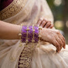 ANML - Purple Glass Bangle Set with Gold Ghungroo Latkan Kadas
