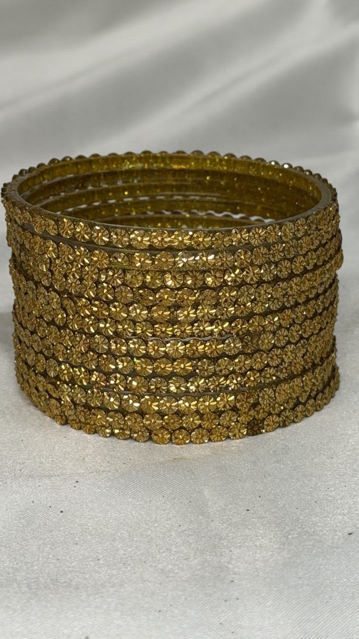 ANML - Gold Finish Stone Studded Bangle Set Traditional Antique