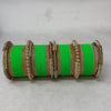 1186- Green Velvet Bangle Set for Both Hands – Antique Gold Bridal