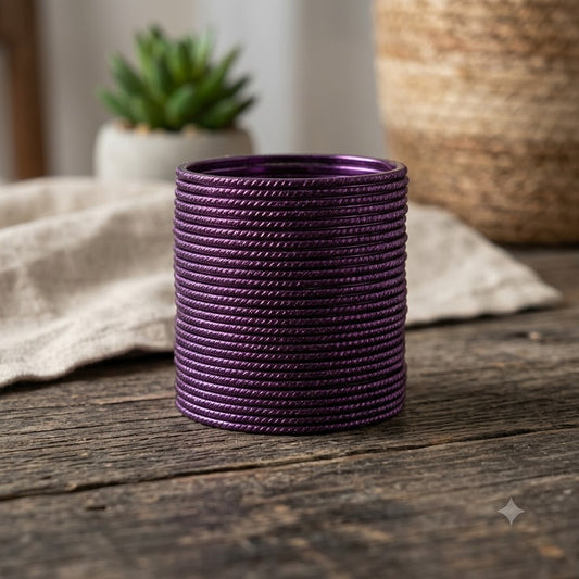 KGF- Kids Eggplant Textured Metal Bangle Set (Pack of 24)