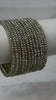 GlitB - Silver Glitter Glass Bangle Set with Champagne Gold Stone Work