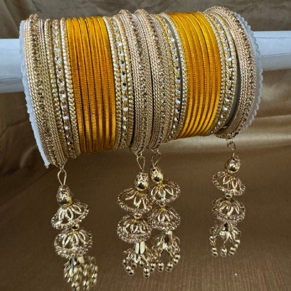 Gold finish Bangle set with Kalire for Wedding, Anniversary Indian Jewelry 1249