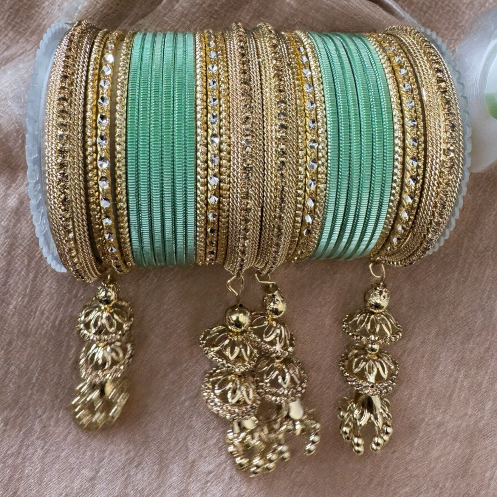 Gold finish Bangle set with Kalire for Wedding, Anniversary Indian Jewelry 1249