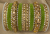 1158G  Size 2-6 Metal Bangle Set With Velvet Bangle stone kada Handcrafted