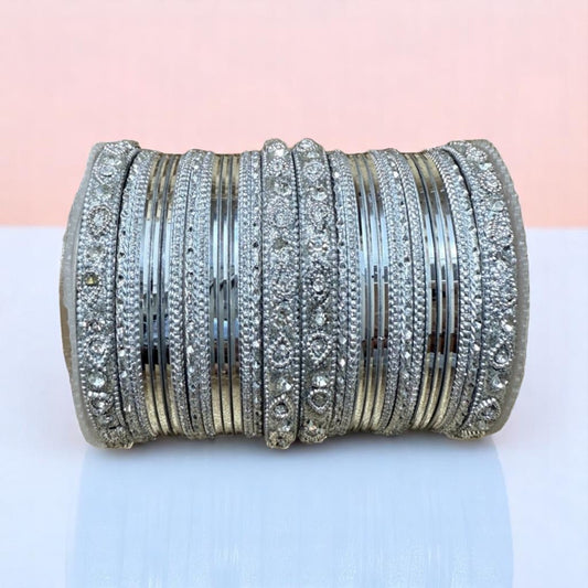 1239 Silver - Indian Bridal Chuda Churiyan Metal Kangan Bangles Set