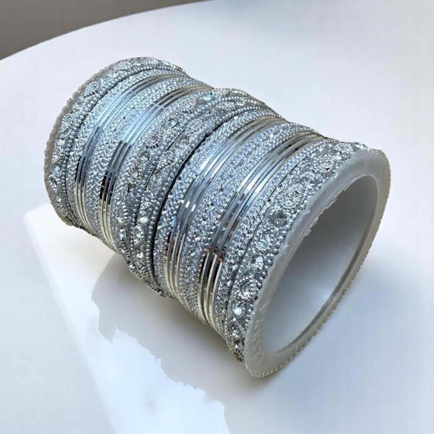 1239 Silver - Indian Bridal Chuda Churiyan Metal Kangan Bangles Set