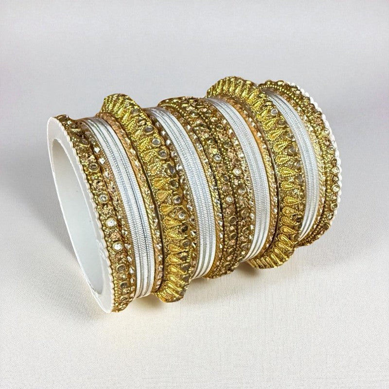 1129G Gold Color Metal Bangle Set Indian Bridal Churiyan Chudiyan Indian Jewelry (Copy)