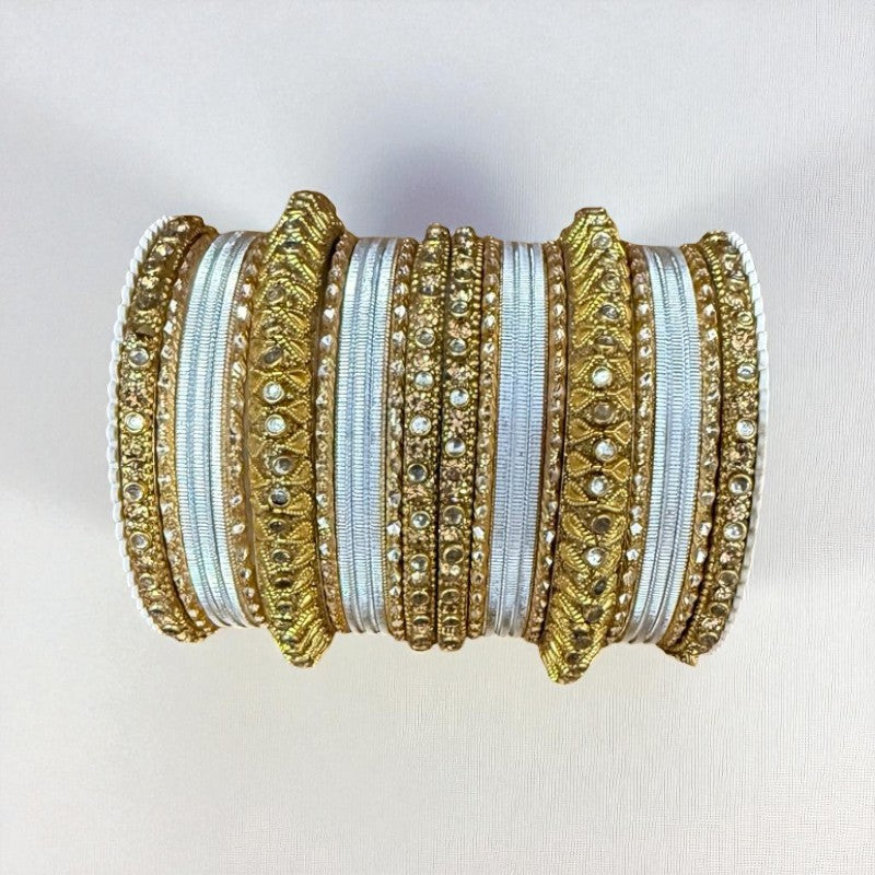 1129G Gold Color Metal Bangle Set Indian Bridal Churiyan Chudiyan Indian Jewelry (Copy)
