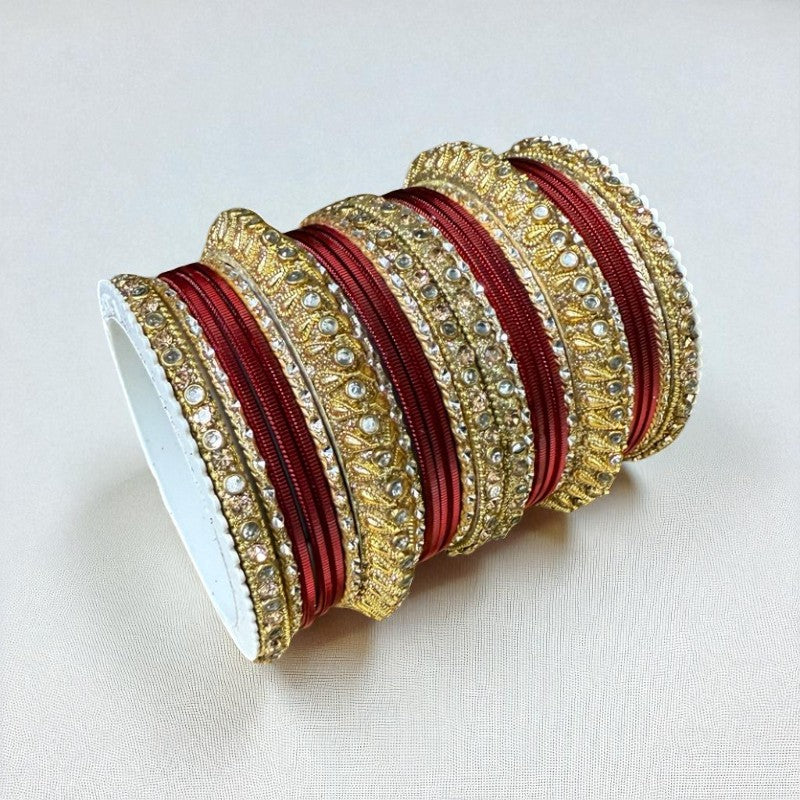 1129G Gold Color Metal Bangle Set Indian Bridal Churiyan Chudiyan Indian Jewelry (Copy)