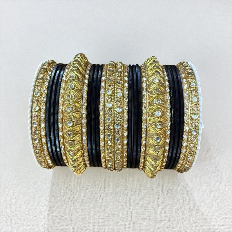 1129G Gold Color Metal Bangle Set Indian Bridal Churiyan Chudiyan Indian Jewelry (Copy)