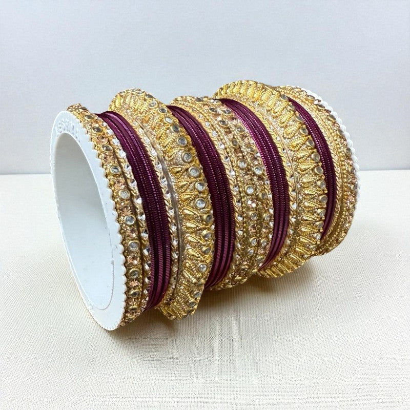1129G Gold Color Metal Bangle Set Indian Bridal Churiyan Chudiyan Indian Jewelry (Copy)
