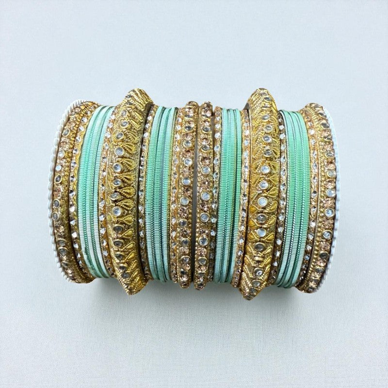 1129G Gold Color Metal Bangle Set Indian Bridal Churiyan Chudiyan Indian Jewelry (Copy)