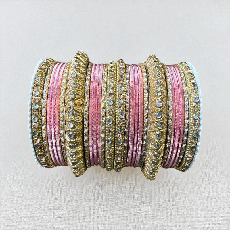 1129G Gold Color Metal Bangle Set Indian Bridal Churiyan Chudiyan Indian Jewelry (Copy)