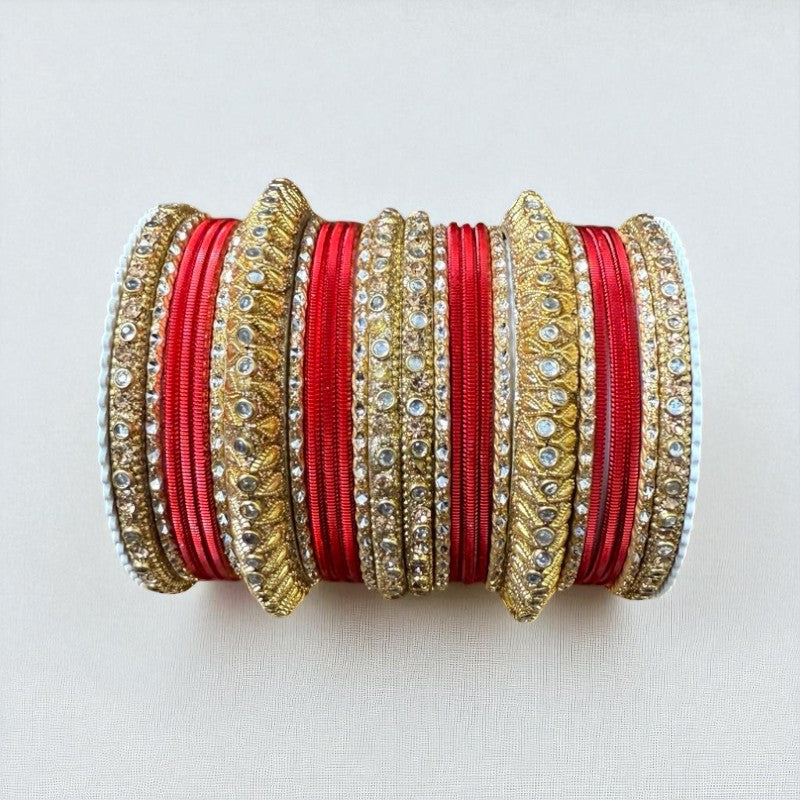 1129G Gold Color Metal Bangle Set Indian Bridal Churiyan Chudiyan Indian Jewelry (Copy)