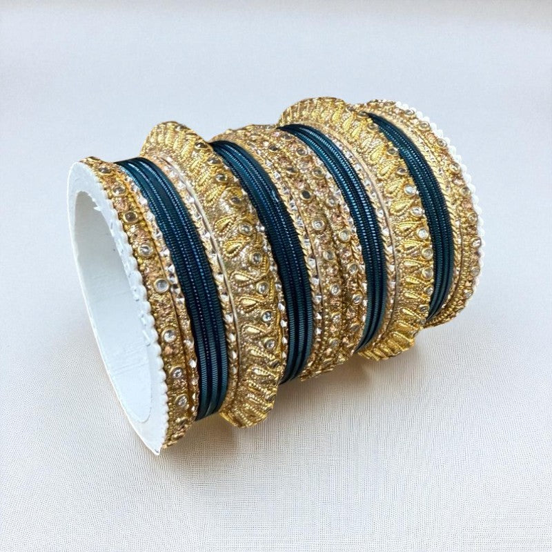 1129G Gold Color Metal Bangle Set Indian Bridal Churiyan Chudiyan Indian Jewelry (Copy)