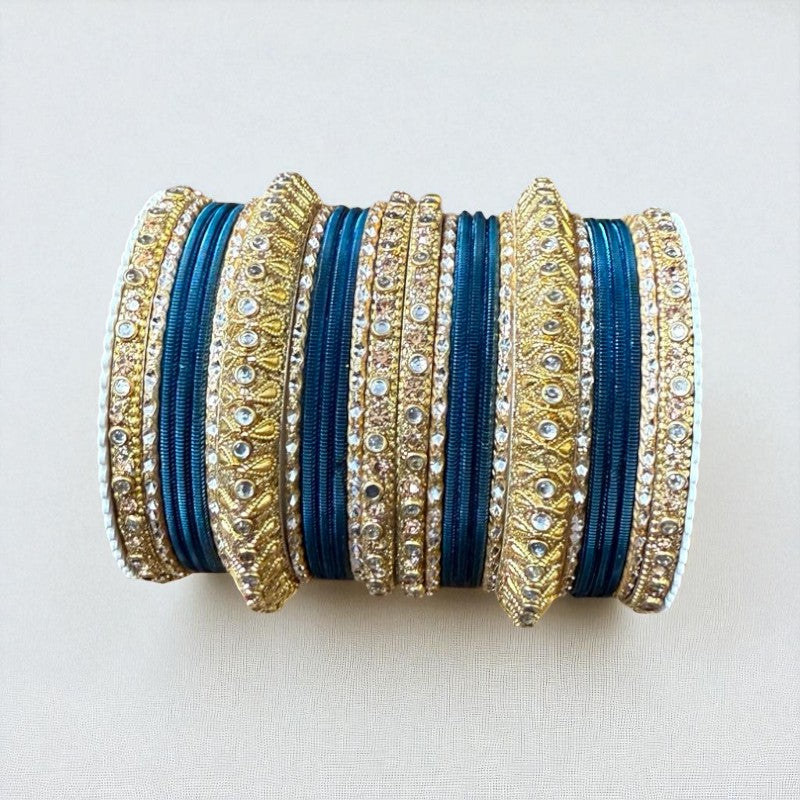 1129G Gold Color Metal Bangle Set Indian Bridal Churiyan Chudiyan Indian Jewelry (Copy)