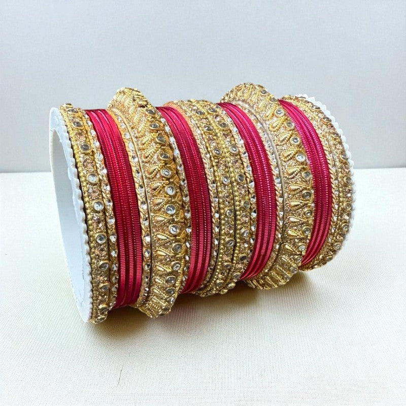 1129G Gold Color Metal Bangle Set Indian Bridal Churiyan Chudiyan Indian Jewelry (Copy)