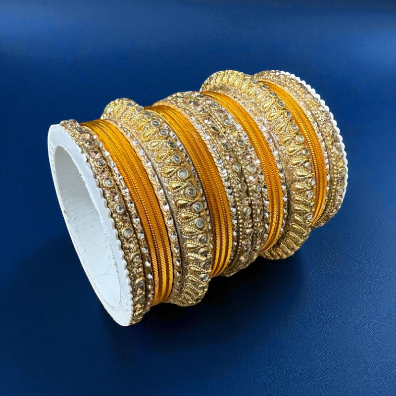 1129G Gold Color Metal Bangle Set Indian Bridal Churiyan Chudiyan Indian Jewelry (Copy)