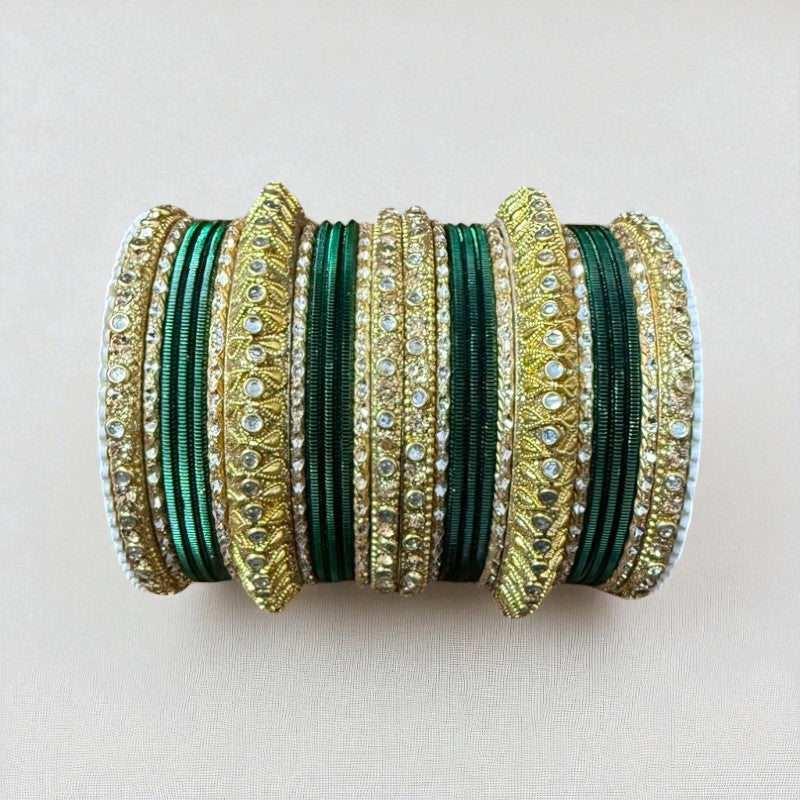 1129G Gold Color Metal Bangle Set Indian Bridal Churiyan Chudiyan Indian Jewelry (Copy)