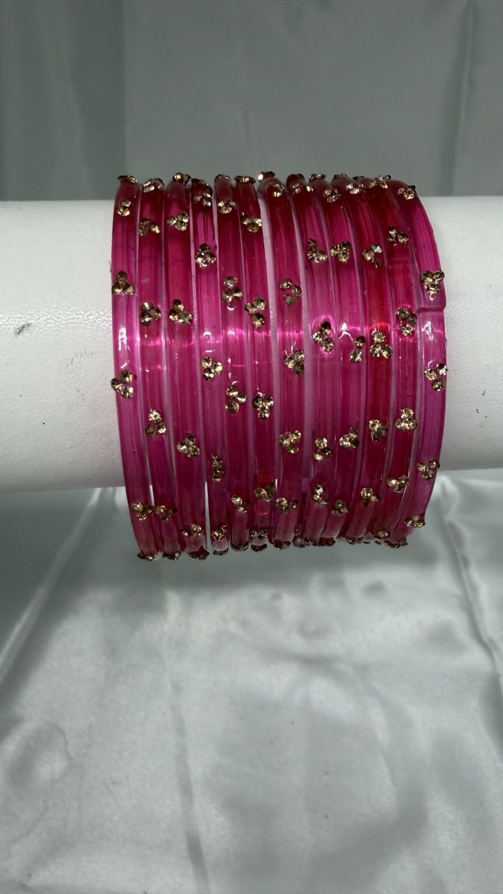ANML - Gajri Glass Bangle Set with Gold Ghungroo Latkan Kadas