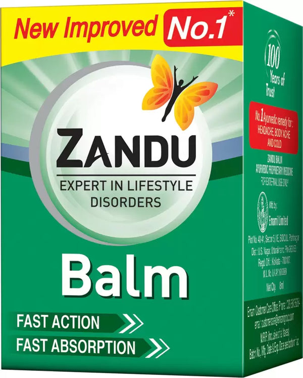 Zandu Balm: Instant Relief for Headache, Body Pain, Cold, Sprains, and Strains