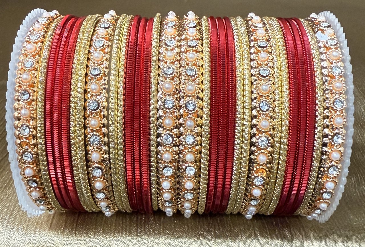 Indian Bangle Kangan churiya set with Rosegold kada #1250