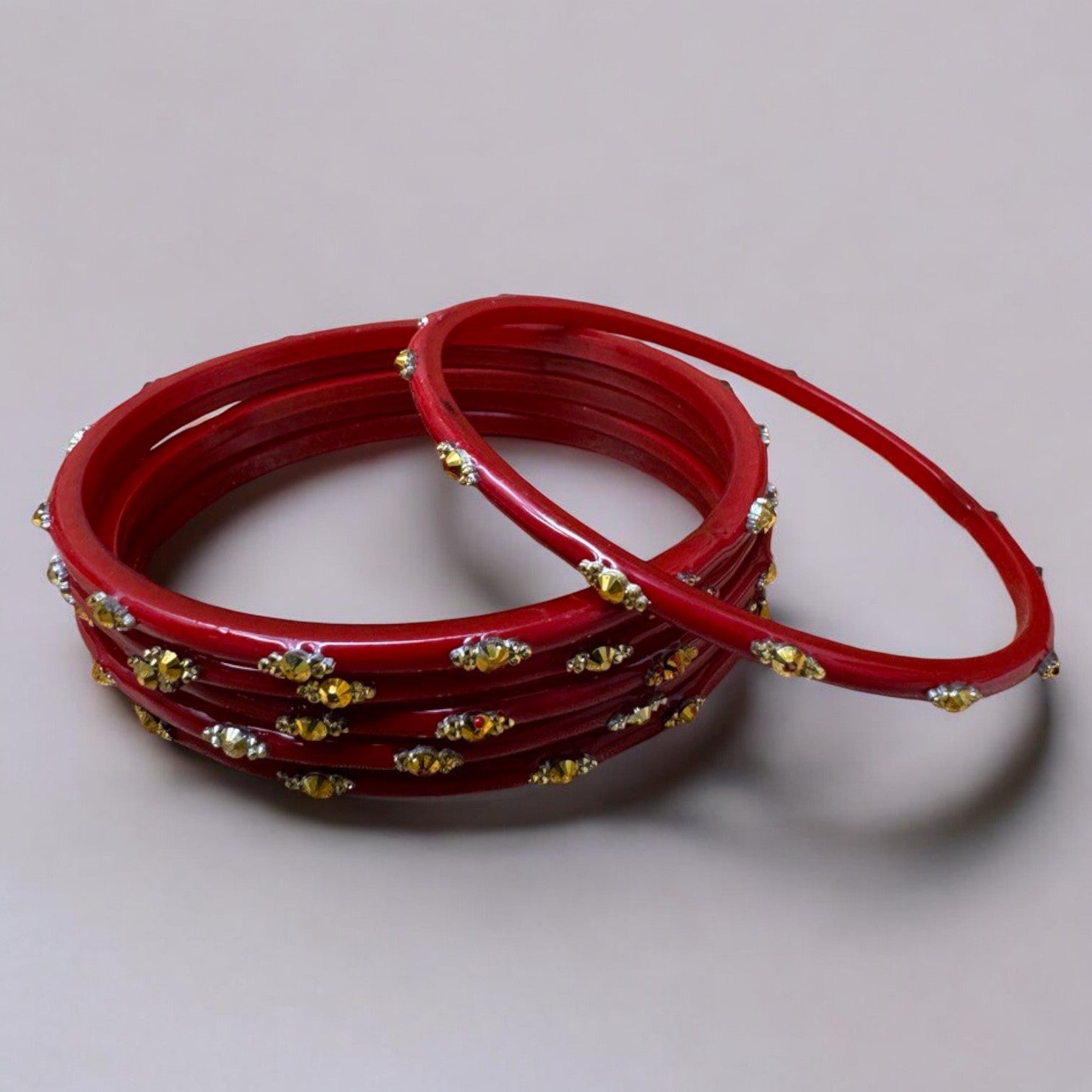 Sahiba - 6pk Indian Glass Bangles Churiyan Set With Hand Work