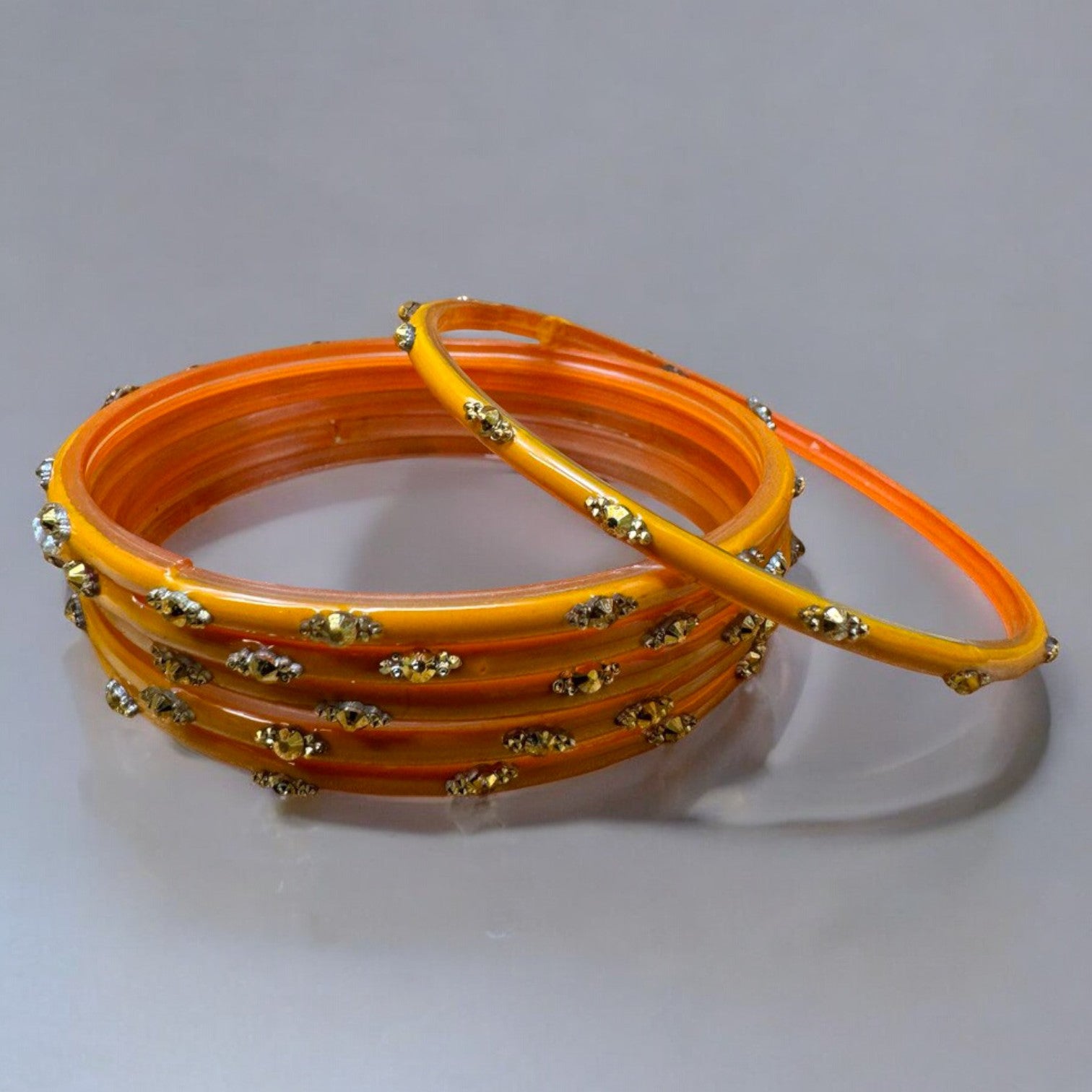 Sahiba - 6pk Indian Glass Bangles Churiyan Set With Hand Work