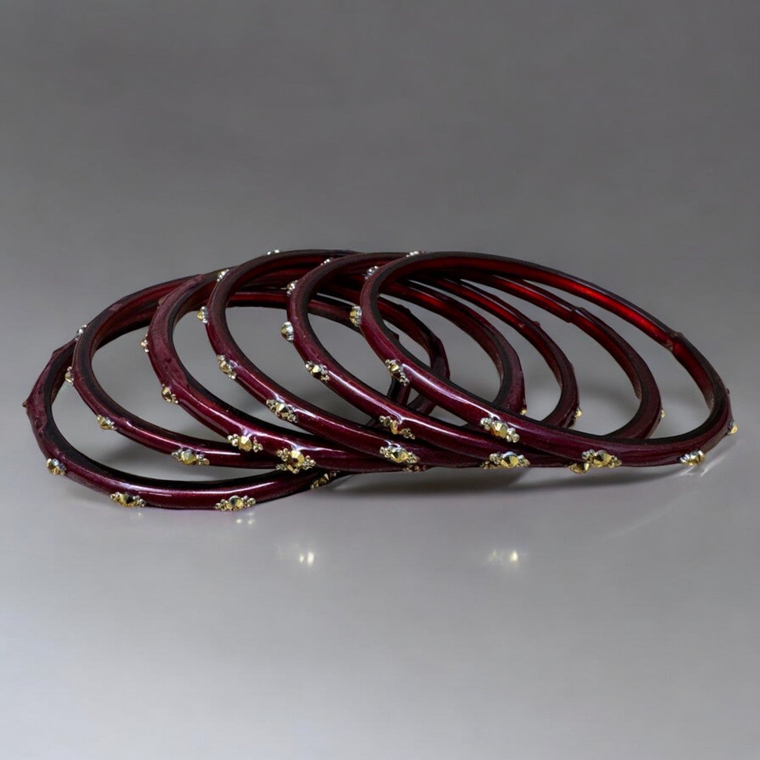 Sahiba - 6pk Indian Glass Bangles Churiyan Set With Hand Work